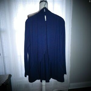 SOMA Long Sleeve Open Front Dark Navy Blue Hi Lo Jersey Cardigan L